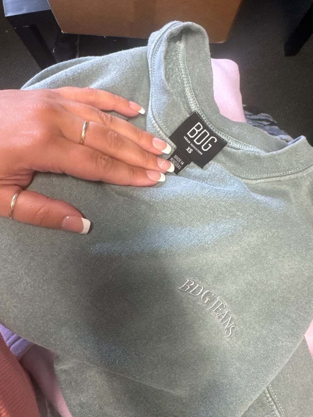 BDG Urban Outfitters Washed Blue Embroidered Logo Crewneck Sweatshirt